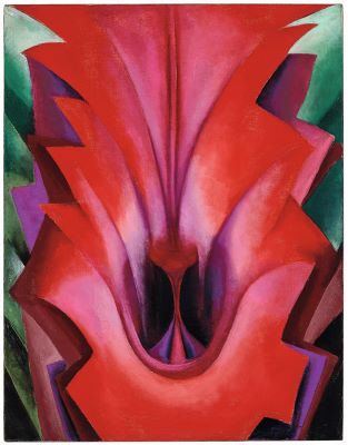Georgia O'Keeffe : Georgia O’Keeffe Inside Red Canna, 1919 Huile sur toile, 55,9 × 43,2 cm Collection Sylvia Neil and Daniel Fischel Photo © Christie's Images / Bridgeman Images © Georgia O’Keeffe Museum / Adagp, Paris, 2021